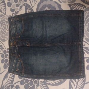 Lucky Brand Womens Dark Wash Jean Pencil Skirt Size 0 Cotton Slit NWOT Cowgirl
